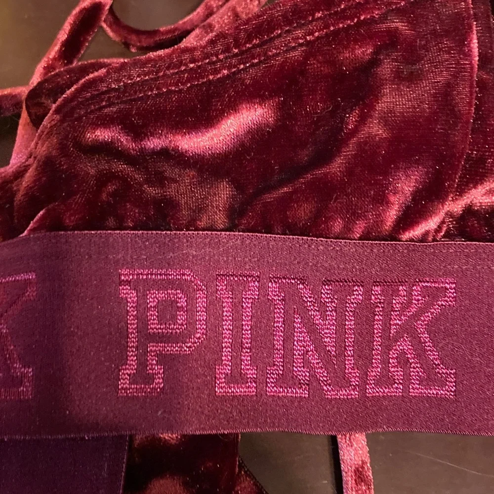 Victoria’s Secret Velvet triangle red wine colored bralette size Medium